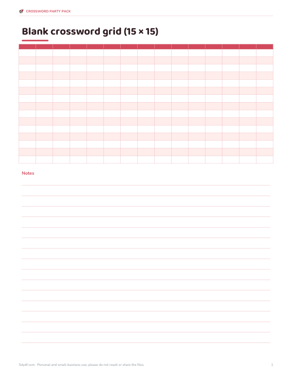 Preview of Printable Blank Crossword Grid